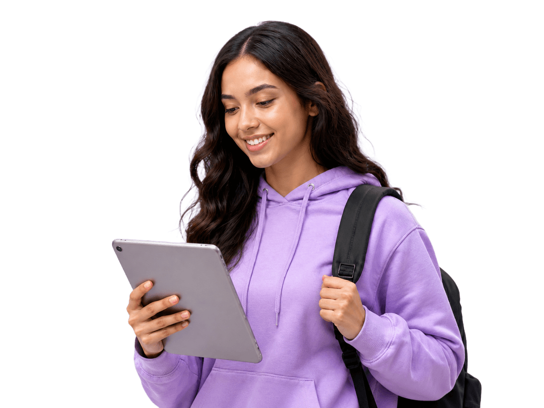 Student using StudyHub on a tablet